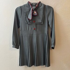 Elegant Gray Kids Dress with Red Accents